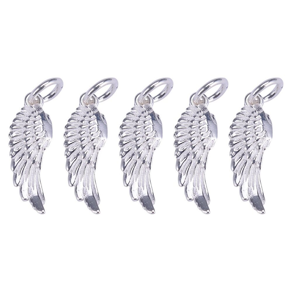 2881 5PCS 925 Sterling Silver DIY Angel Wing Charms Pendants for Jewelry